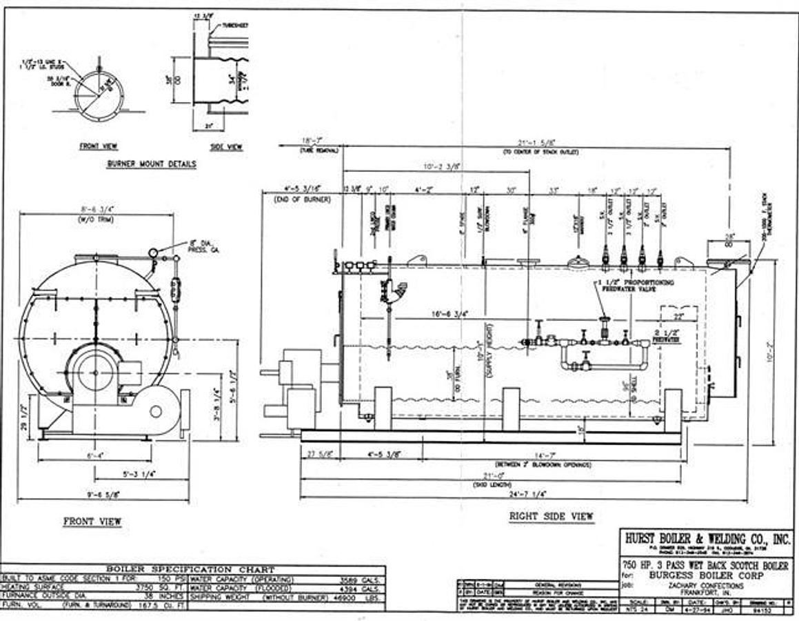 Used Hurst 850HP Gas Fired Boiler