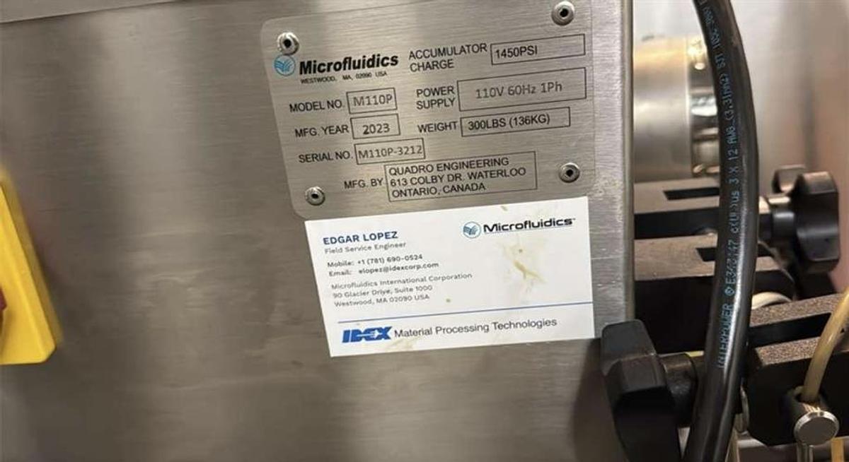 Used Microfluidics Model M110P Microfluidizer Homogenizer