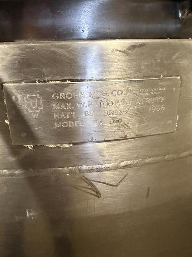 Used Groen 100 Gallon Cooking & Mixing Kettle