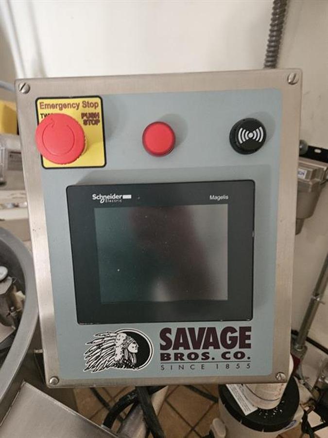 Used Savage 450-lb Stainless Steel Chocolate Tank with pump & Panner Drip Feeder