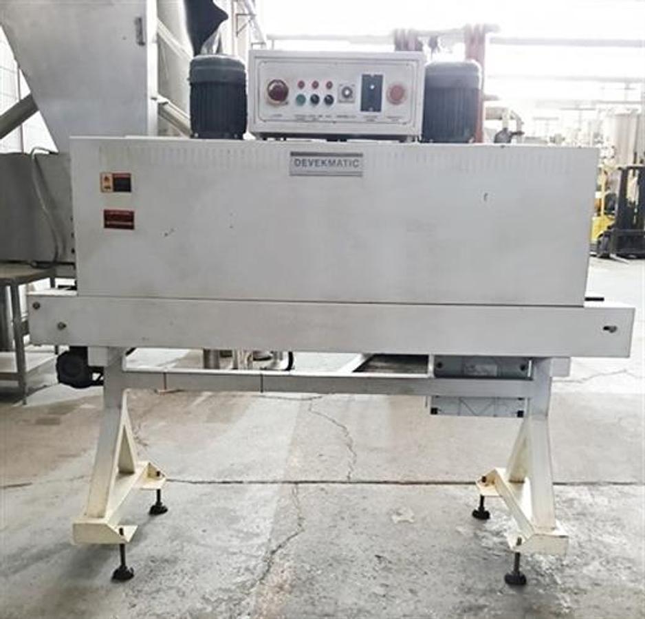 Used Devekmatic shrink tunnel for bottle labels