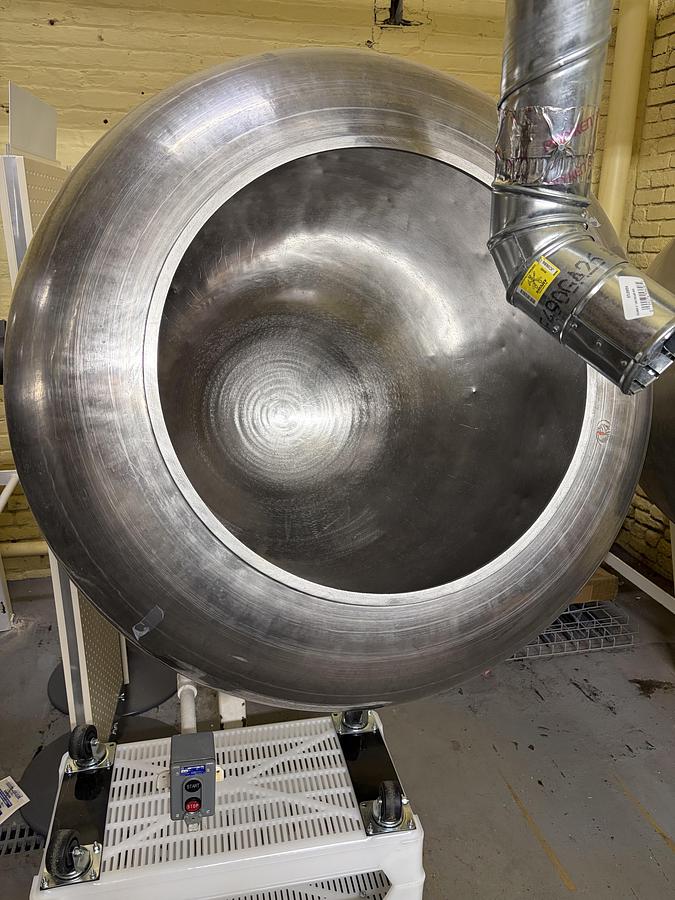 Used (2) Latini 42" Stainless Steel Coating Pans on Common Base