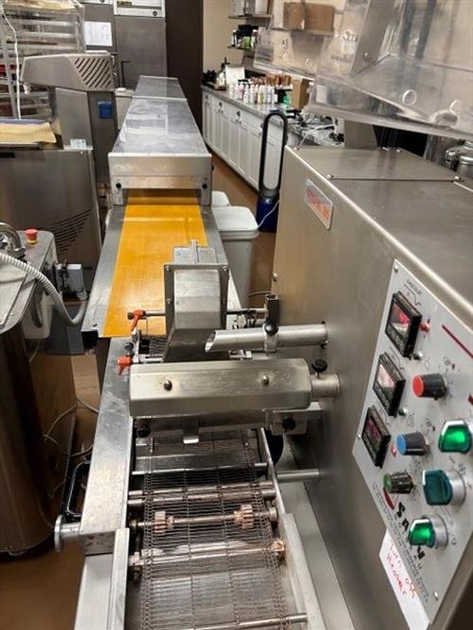 Used Savy Crystal 185 7" Enrober with Savy 12" Cooling Tunnel