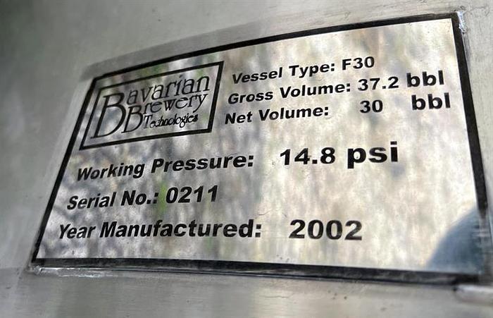 Used Bavarian Brewery 32.7 BBL 900 Gallon SS Jacketed Tank