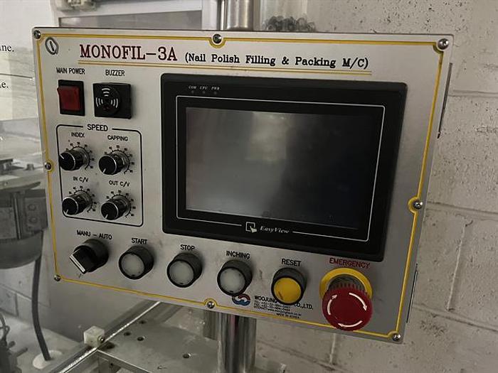 Used Woojung Model Monofil-3A Monoblock Filler and Capper