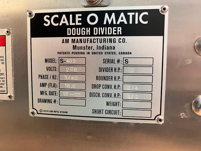 Used AM Manufacturing Model S302 Divider/Rounder