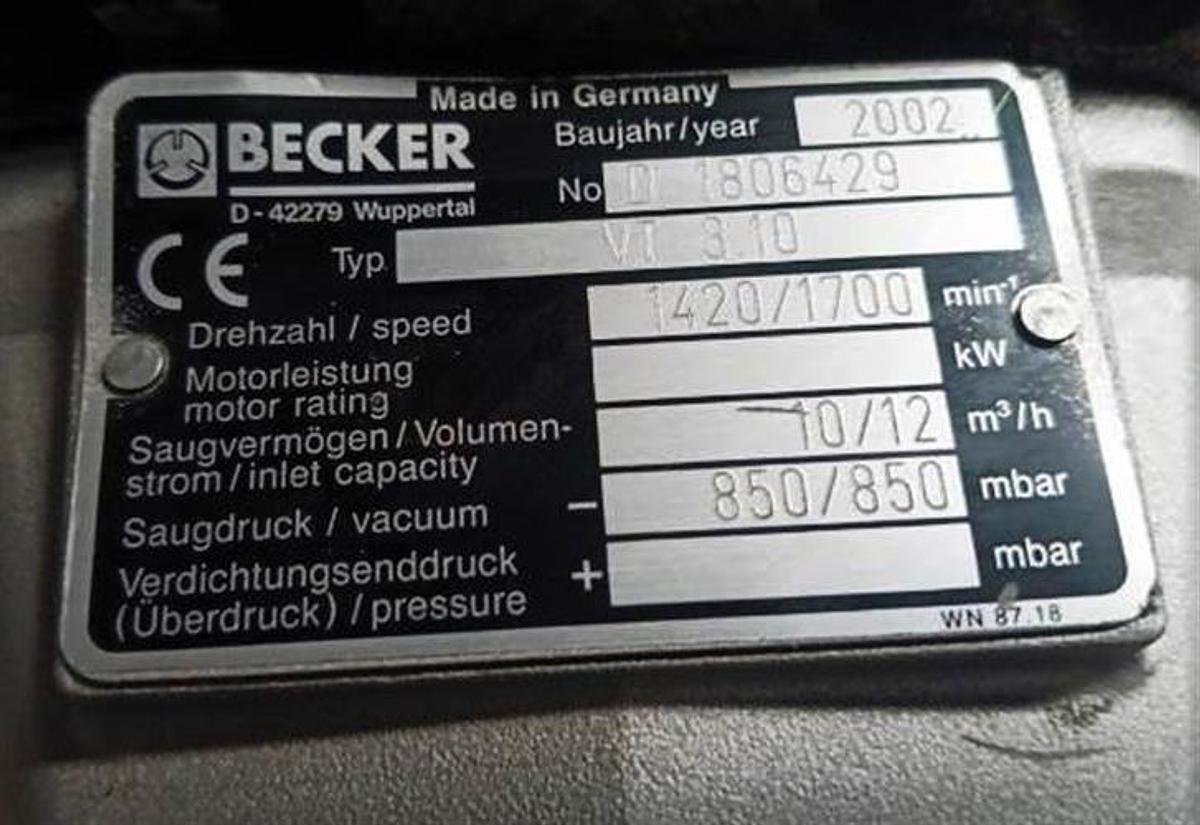 Used Becker model VT.310 vacuum pump