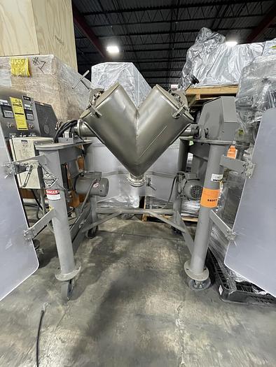 Used Patterson Kelley 3 Cu Ft stainless steel V Blender with intensifier bar