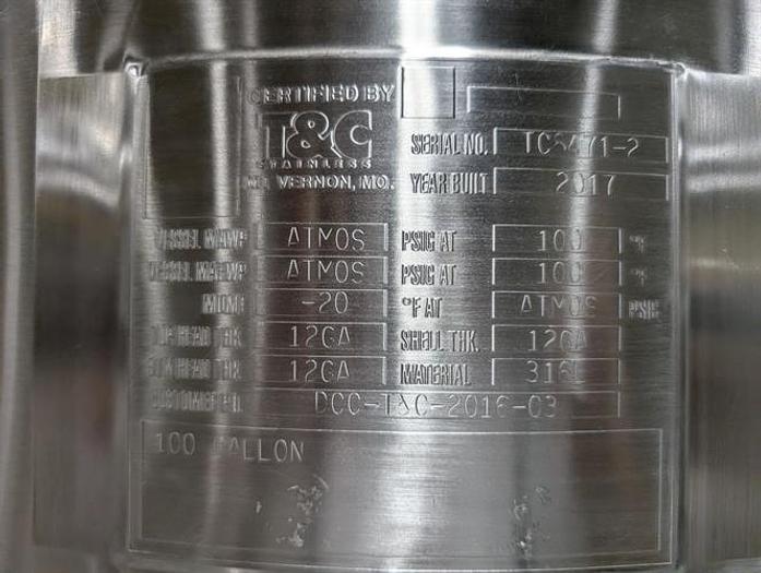 Used T&C 100 gallon stainless steel tank