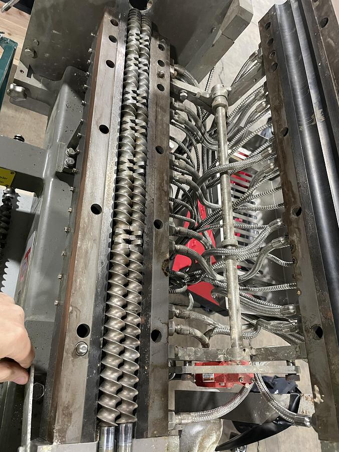 Used Baker Perkins Model MP24 Stainless Steel Twin Screw Extruder