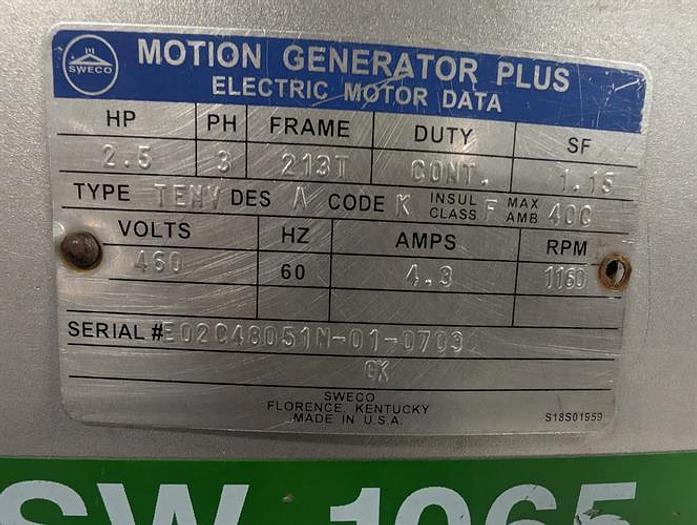 Used Sweco model XS48Y686SETLWC 48" diameter single deck sifter