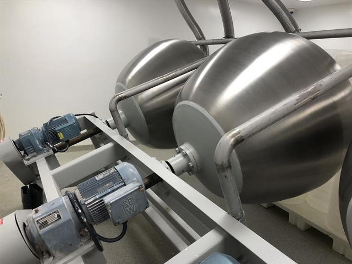 Used (3) O'Hara 48" diameter stainless steel coating pans on a common frame