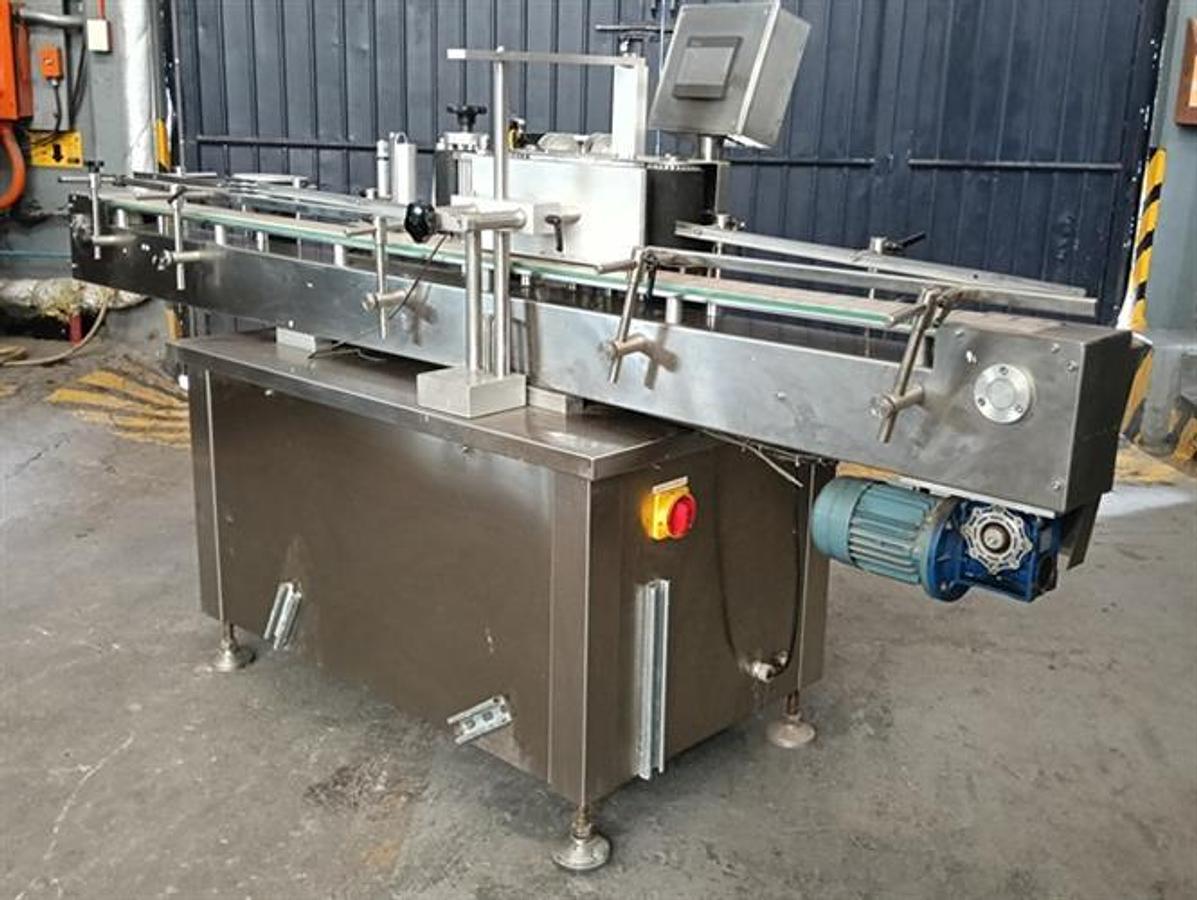 Used Cima model TPY-2000 stainless steel wraparound labeler