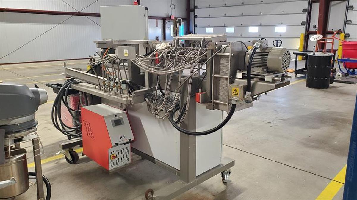 Used Baker Perkins Model MP24 Stainless Steel Twin Screw Extruder