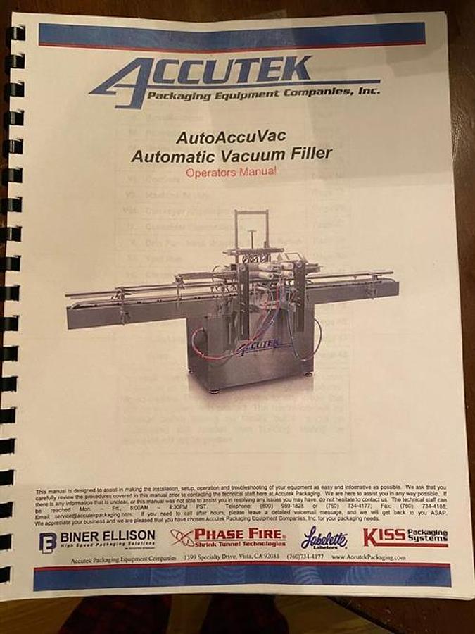 Used Accutek 6-Head Straight-Line Vacuum Filler