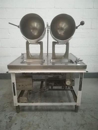 Used Groen model TDC/2-20 stainless steel twin kettle