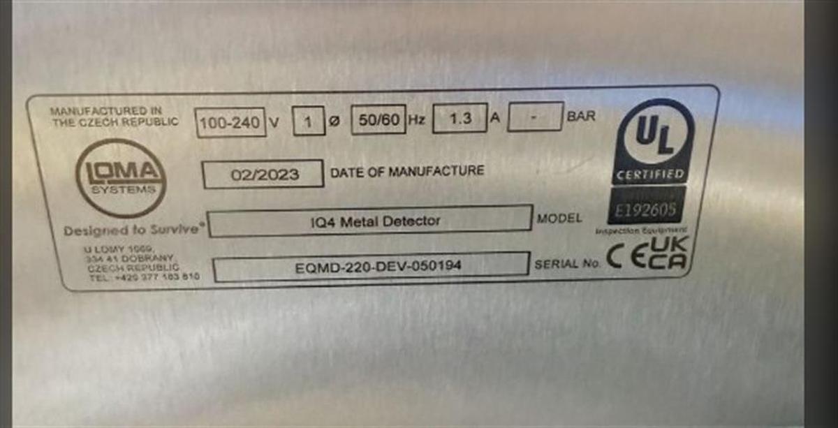 Used Loma IQ4 Stainless Steel Metal Detector