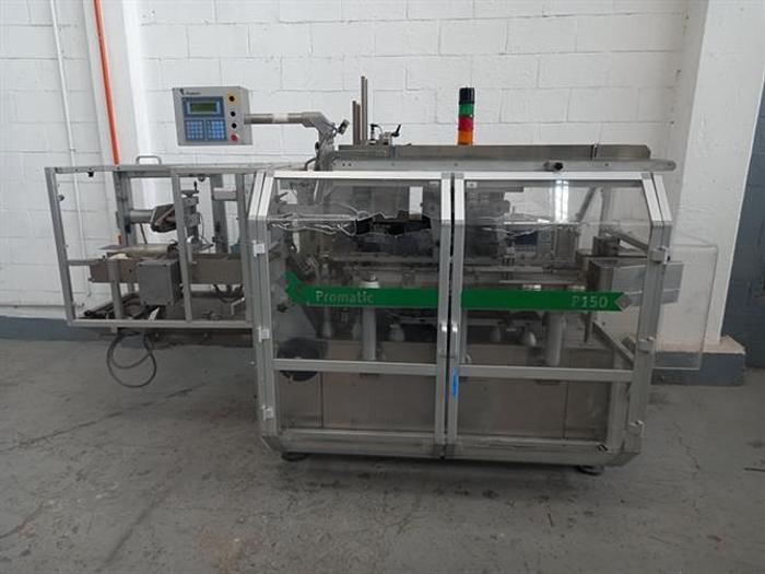 Used Promatic model P150 automatic horizontal intermittent motion cartoner for blisters