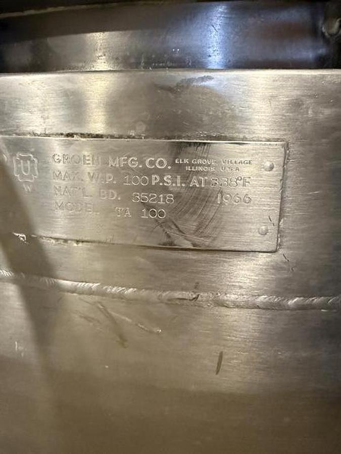 Used Groen 100 Gallon Cooking & Mixing Kettle