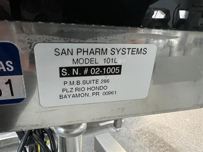 Used Sanpharm Systems model TE101-L stainless steel vibratory tablet deduster