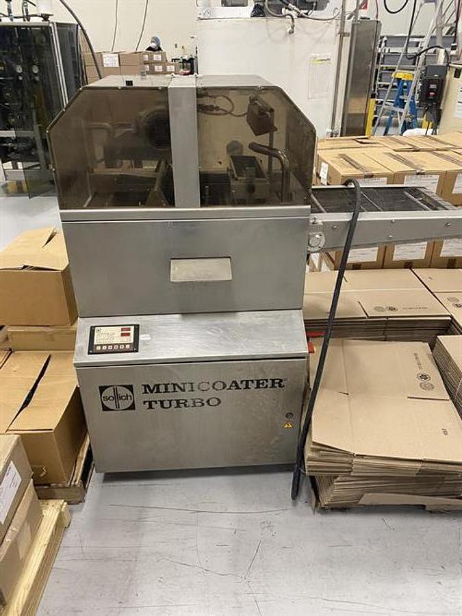 Used Sollich 420mm Enrobing Line with Flow Wrapper