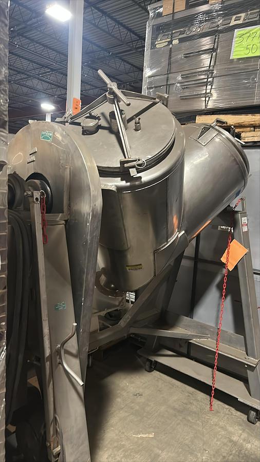 Used Patterson Kelley 10 Cu Ft stainless steel V Blender on steel base