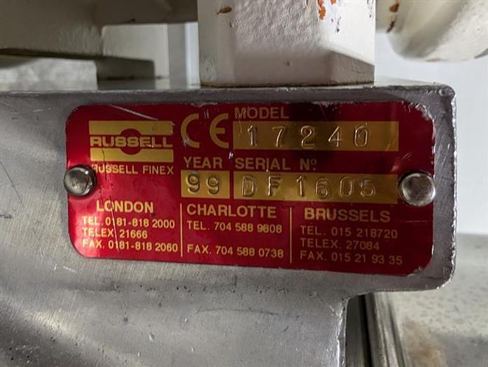 Used Russel Finex model 17240 22" diameter single deck sifter