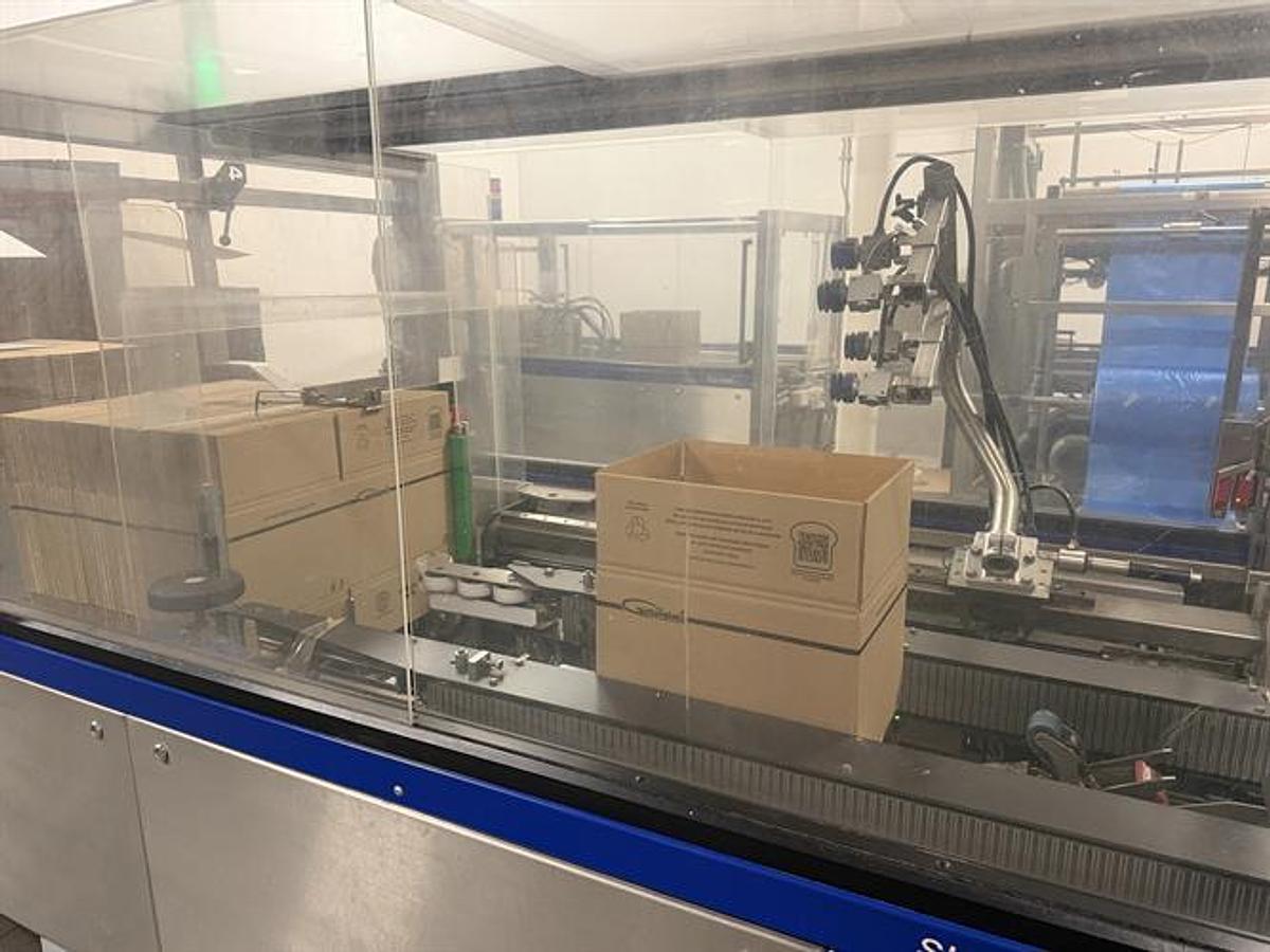 Used OK Superformer-1M Case Erector with OK SL220 Bag Inserter