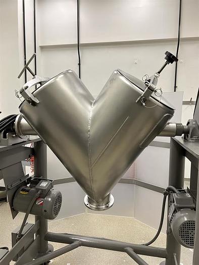 Used Patterson Kelley 3 Cu Ft stainless steel V Blender with intensifier bar