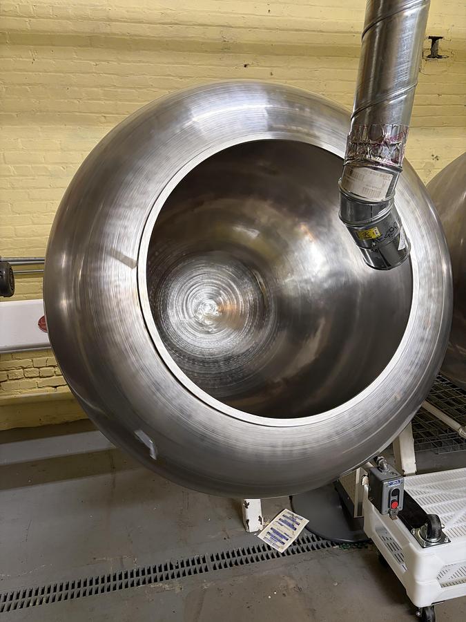 Used (3) Latini 42" Stainless Steel Coating Pans on Common Base