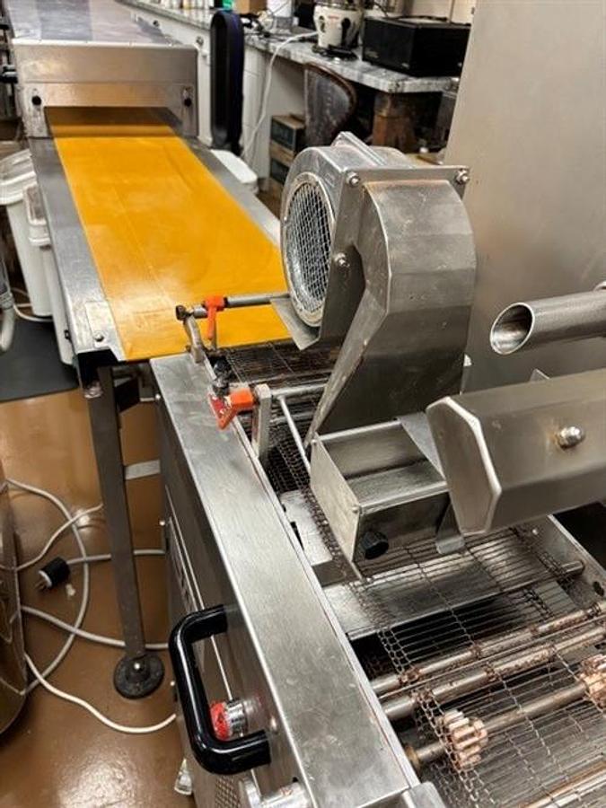 Used Savy Crystal 185 7" Enrober with Savy 12" Cooling Tunnel
