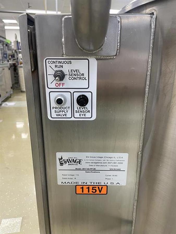 Used Savage 200 lb Stainless Steel Auto Tempering Chocolate Tank with Pump