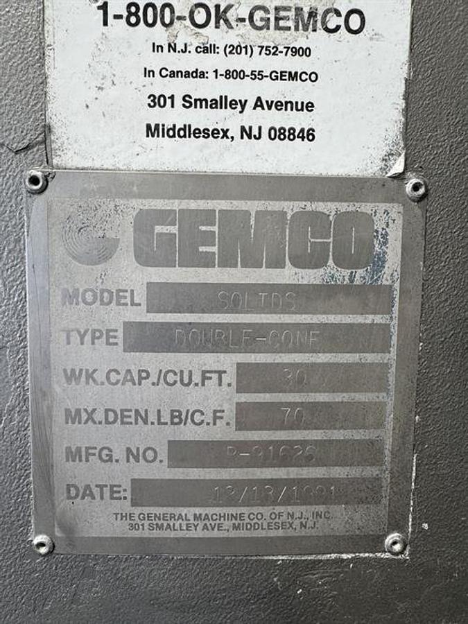 Used Gemco 30 Cu Ft stainless steel double cone blender