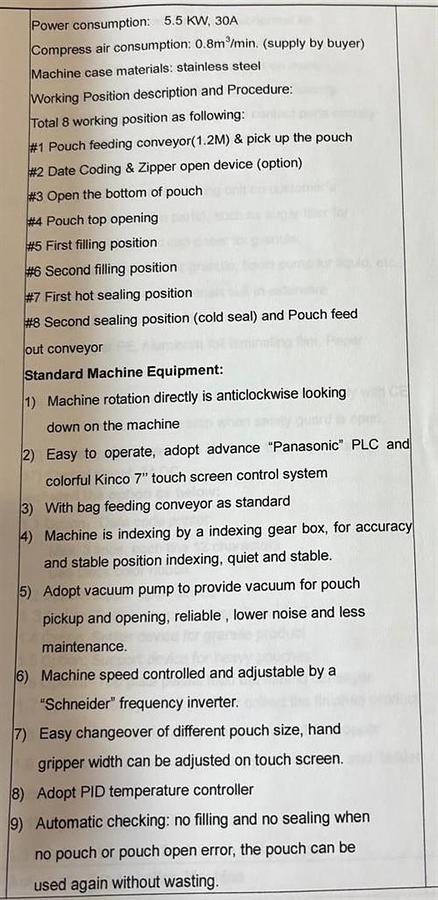 Used Shenzhen Ouya Industry Pre-made Pouch Machine with Scales