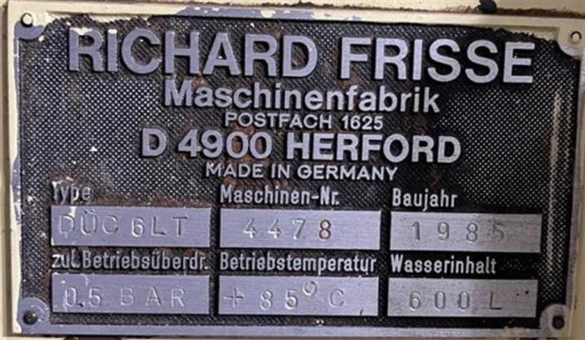 Used Frisse Model DUC 6LT 6 Ton Conche