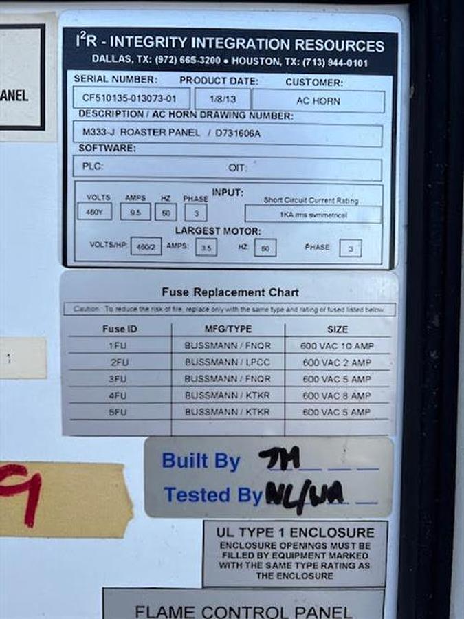 Used AC Horn 333-A 2000 lb/hr Dry Nut Roaster
