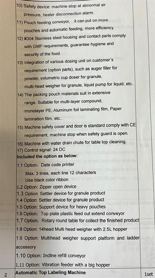 Used Shenzhen Ouya Industry Pre-made Pouch Machine with Scales