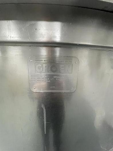 Used Groen 300 Gallon Stainless Steel Jacketed Kettle with High Shear and Prop Mixers
