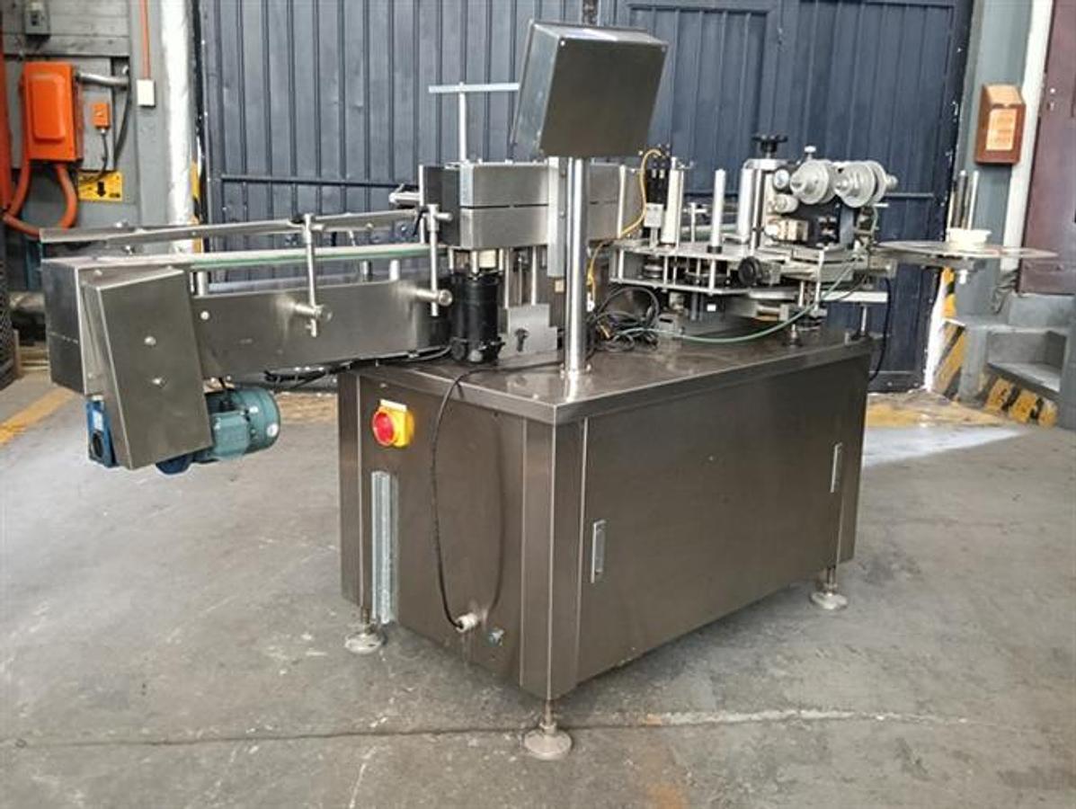 Used Cima model TPY-2000 stainless steel wraparound labeler