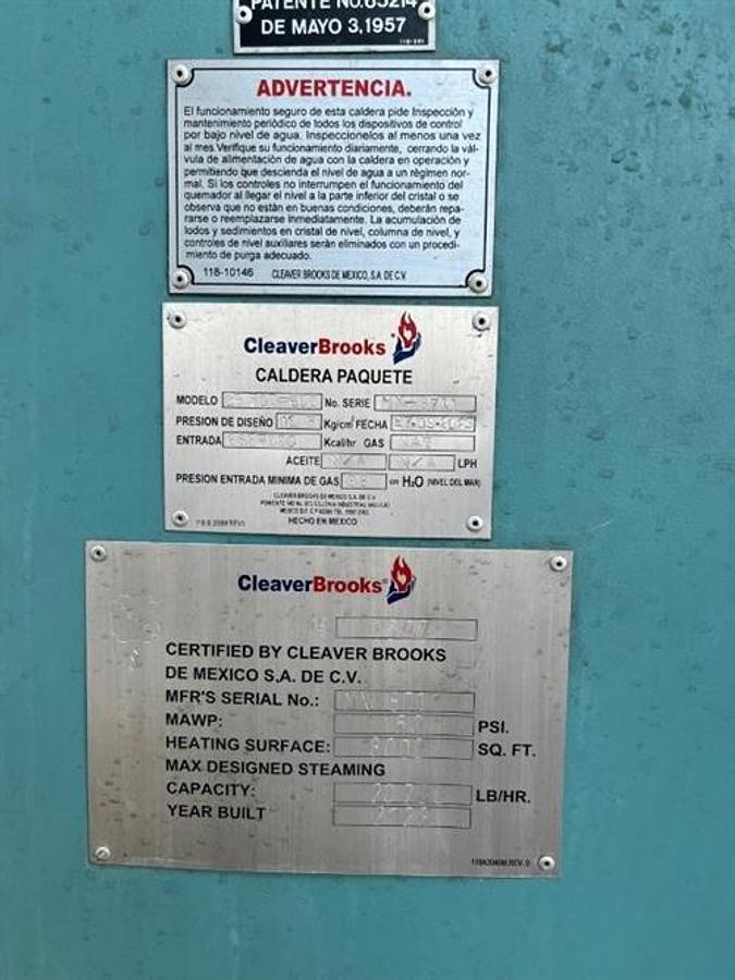 Used Cleaver Brooks model CB 700-600 boiler