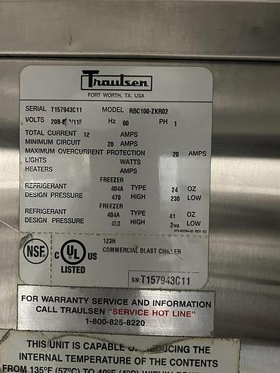 Used Traulsen Blast Chill Freezer