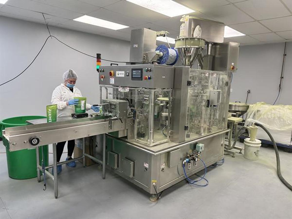 Used Ohlson Generation IV Rotary Pouch Packager With Auger Filler, Vacuum Powder, Scoop & Desiccant Pouch Feeders