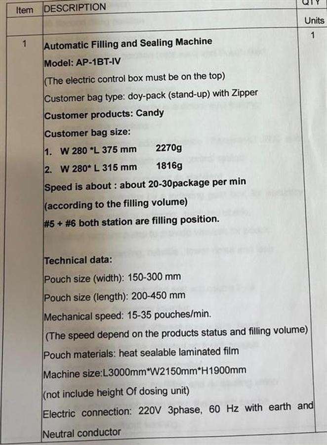 Used Shenzhen Ouya Industry Pre-made Pouch Machine with Scales