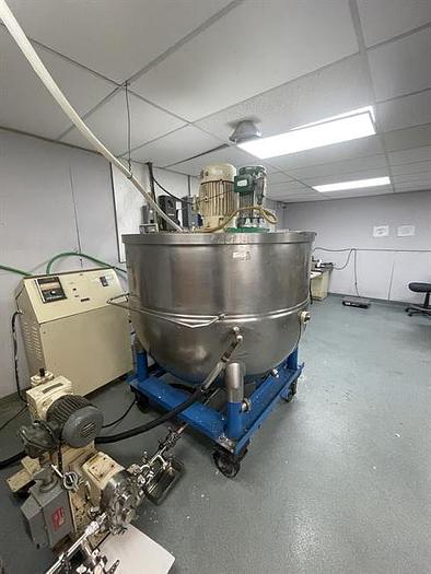 Used Groen 300 Gallon Stainless Steel Jacketed Kettle with High Shear and Prop Mixers
