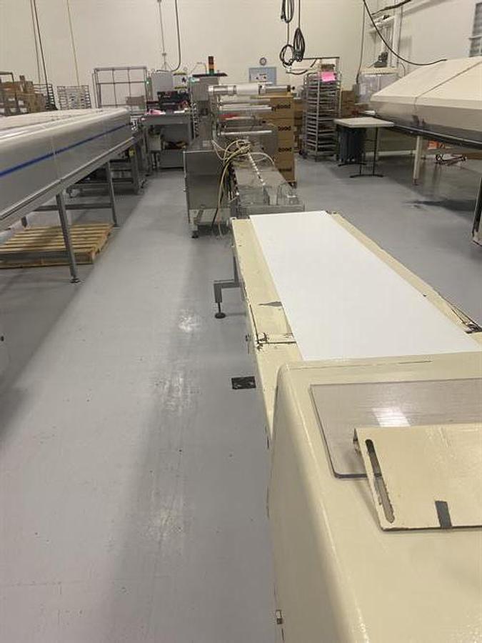 Used Sollich 420mm Enrobing Line with Flow Wrapper