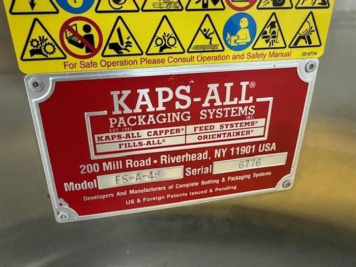 Used Kaps-All model FS-A-48 48" accumulating table