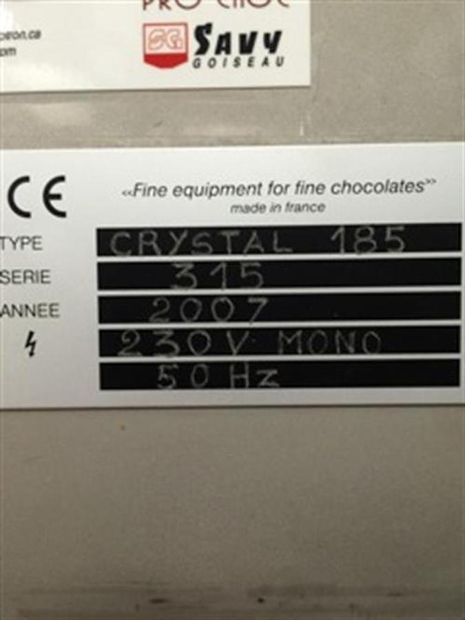 Used Savy Crystal 185 7" Enrober with Savy 12" Cooling Tunnel