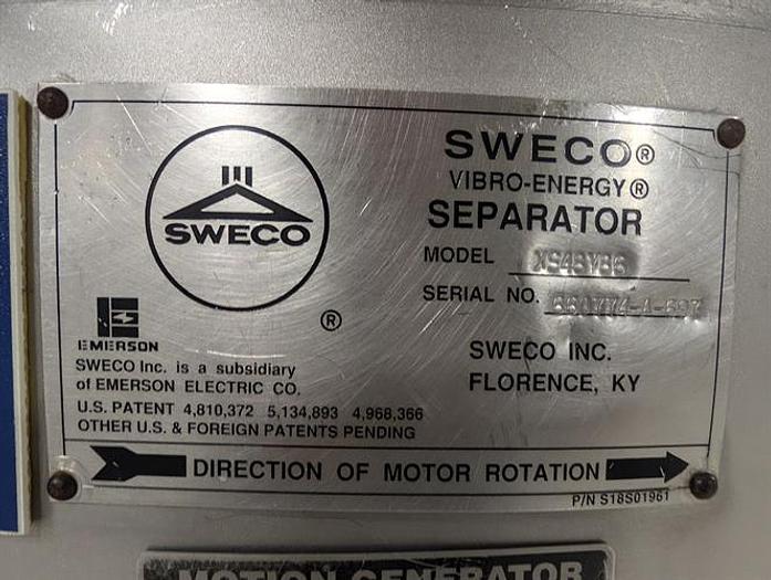Used Sweco model XS48Y86 48" diameter  single deck sifter