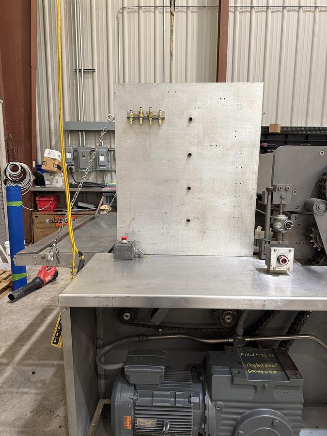 Used APV 48" Two Roll Extruder with Ultrasonic Guillotine Cutter