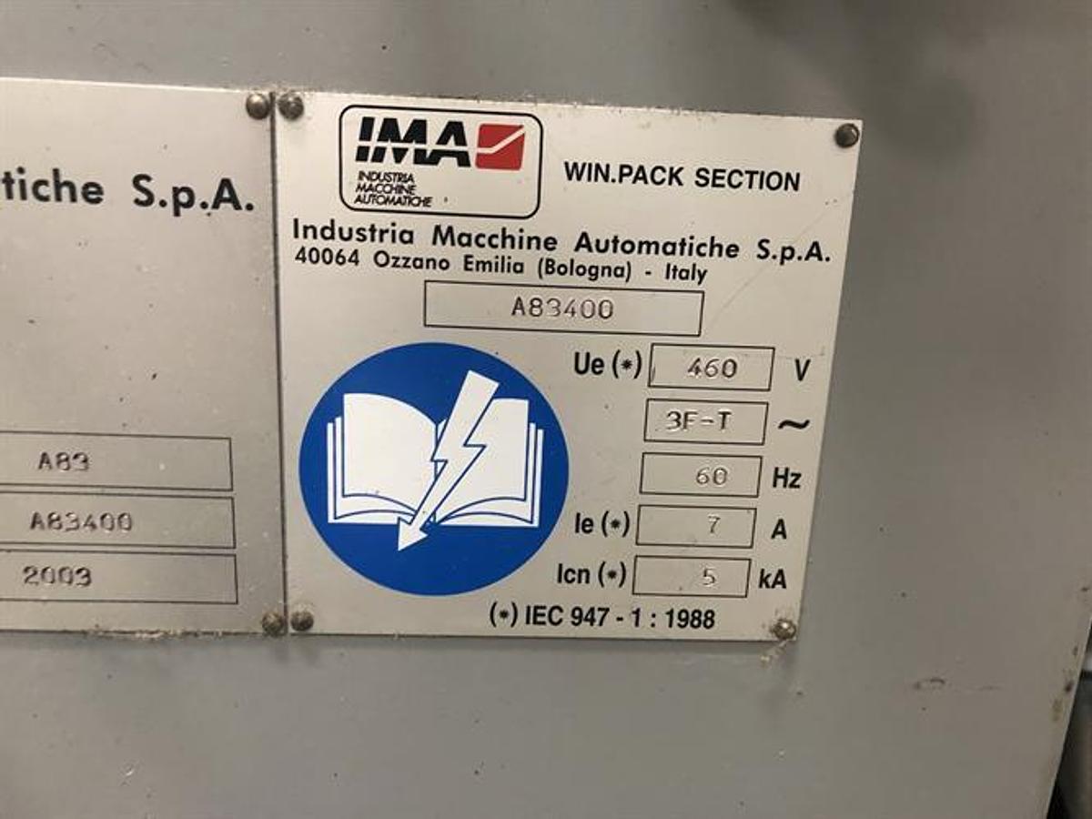 Used IMA model A83 cartoner with blister feeder